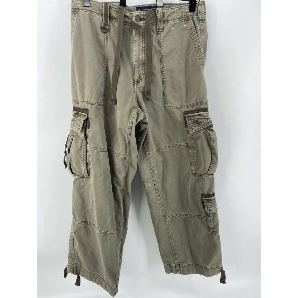 Vtg Y2k‎ Abercrombie & Fitch Military Pants Men 32x30 Green Baggy Cargo Wide Leg